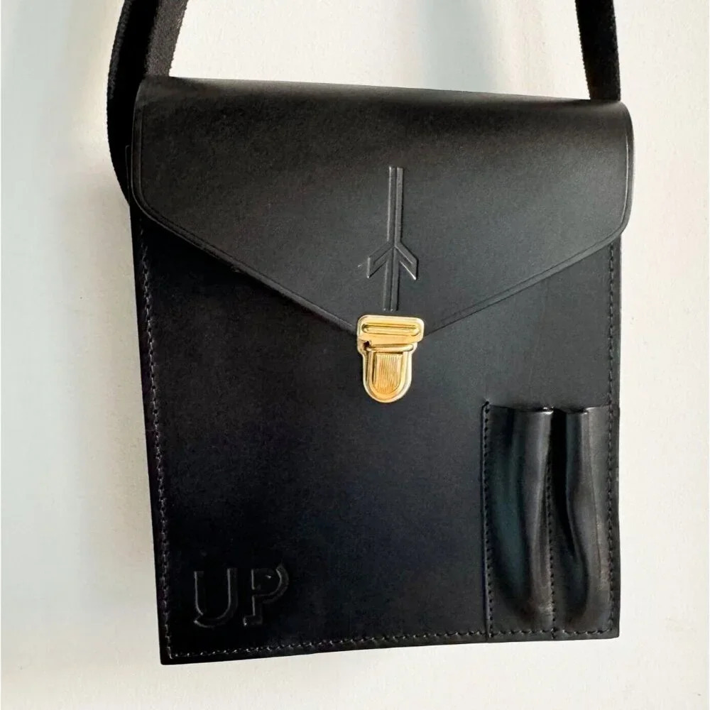 Black Leather Deadstock Brand  New Men's Crossbody Bag